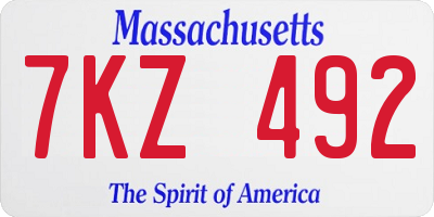 MA license plate 7KZ492