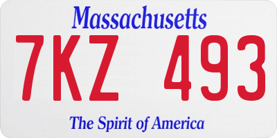 MA license plate 7KZ493