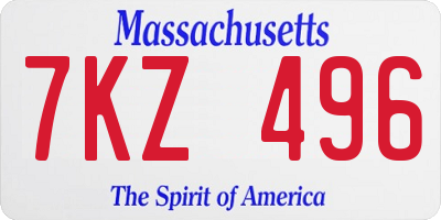 MA license plate 7KZ496