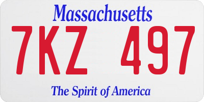 MA license plate 7KZ497