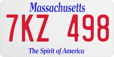 MA license plate 7KZ498