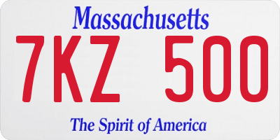 MA license plate 7KZ500
