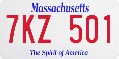 MA license plate 7KZ501