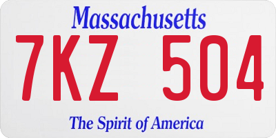 MA license plate 7KZ504