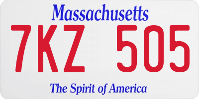 MA license plate 7KZ505