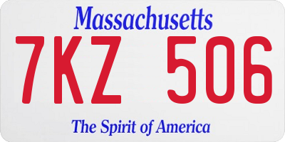 MA license plate 7KZ506