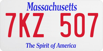 MA license plate 7KZ507