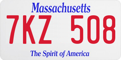 MA license plate 7KZ508