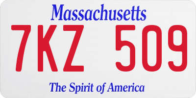 MA license plate 7KZ509