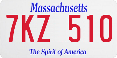 MA license plate 7KZ510