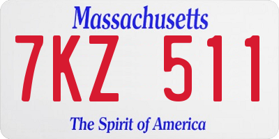 MA license plate 7KZ511