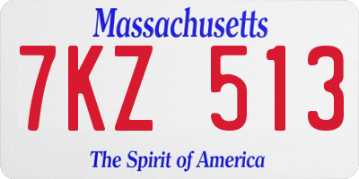 MA license plate 7KZ513