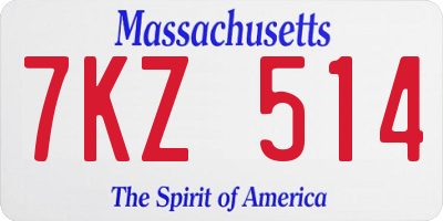 MA license plate 7KZ514