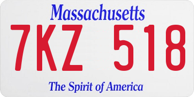 MA license plate 7KZ518