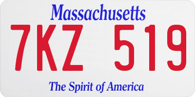 MA license plate 7KZ519