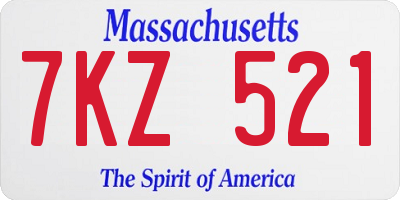 MA license plate 7KZ521