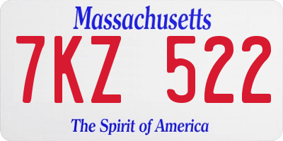 MA license plate 7KZ522