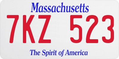 MA license plate 7KZ523