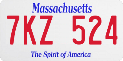 MA license plate 7KZ524