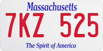 MA license plate 7KZ525