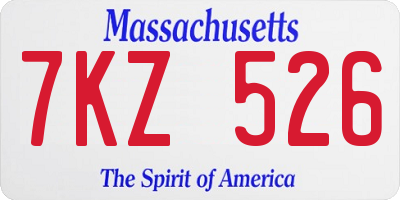 MA license plate 7KZ526