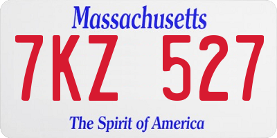 MA license plate 7KZ527