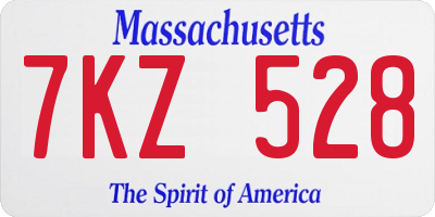 MA license plate 7KZ528