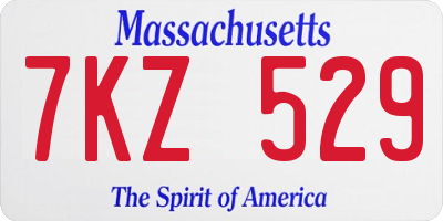 MA license plate 7KZ529
