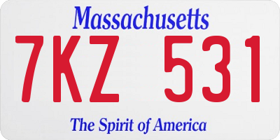 MA license plate 7KZ531