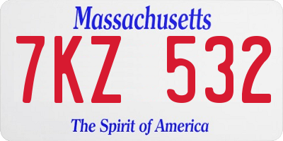 MA license plate 7KZ532