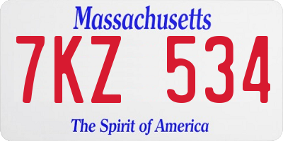 MA license plate 7KZ534