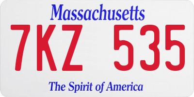 MA license plate 7KZ535