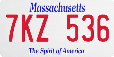 MA license plate 7KZ536
