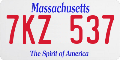 MA license plate 7KZ537