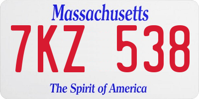 MA license plate 7KZ538