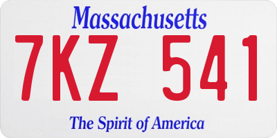 MA license plate 7KZ541