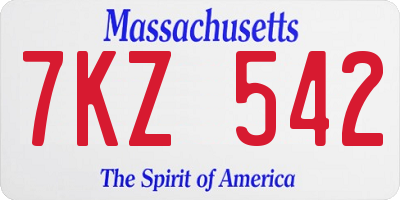 MA license plate 7KZ542