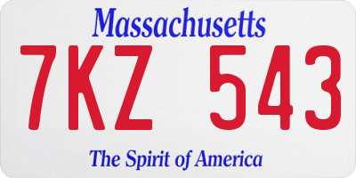 MA license plate 7KZ543