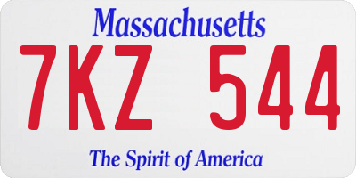 MA license plate 7KZ544