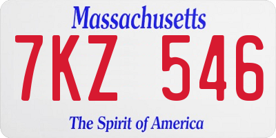MA license plate 7KZ546