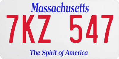 MA license plate 7KZ547