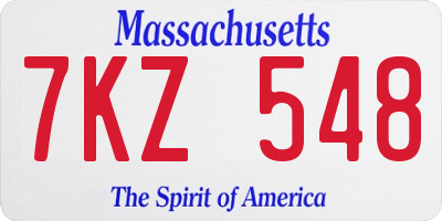 MA license plate 7KZ548