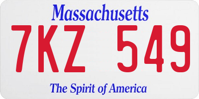 MA license plate 7KZ549