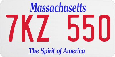 MA license plate 7KZ550