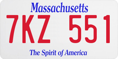 MA license plate 7KZ551