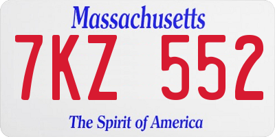 MA license plate 7KZ552