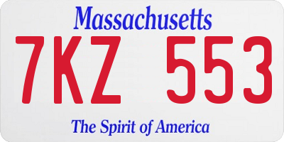 MA license plate 7KZ553