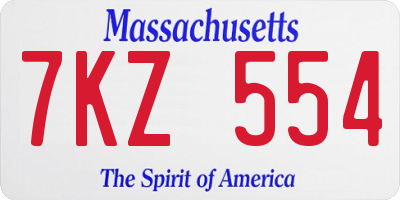 MA license plate 7KZ554