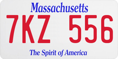 MA license plate 7KZ556