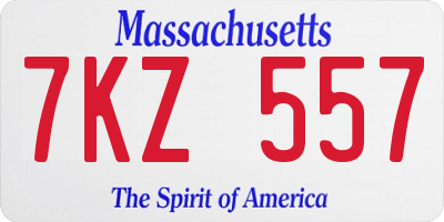 MA license plate 7KZ557